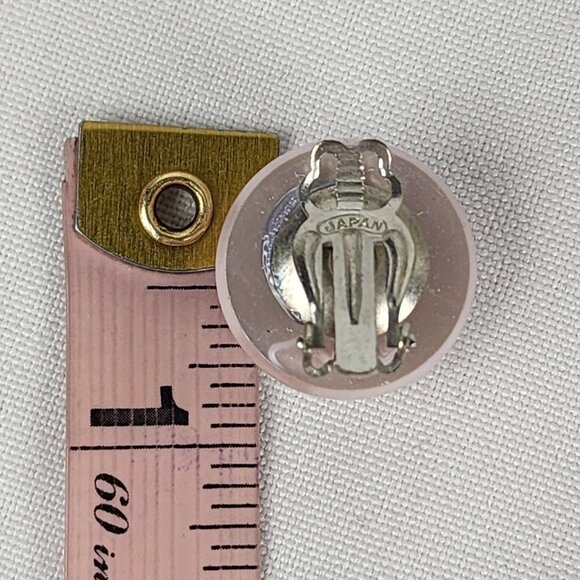 Vintage Japan Pink Button Clip On Earrings - Picture 5 of 5